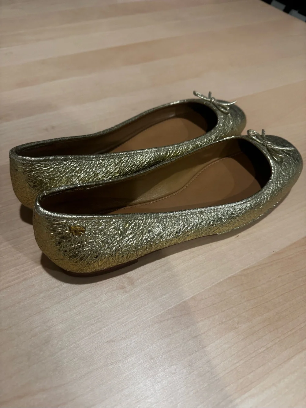 Tory Burch Metallic Gold Ballet Flats with Bow